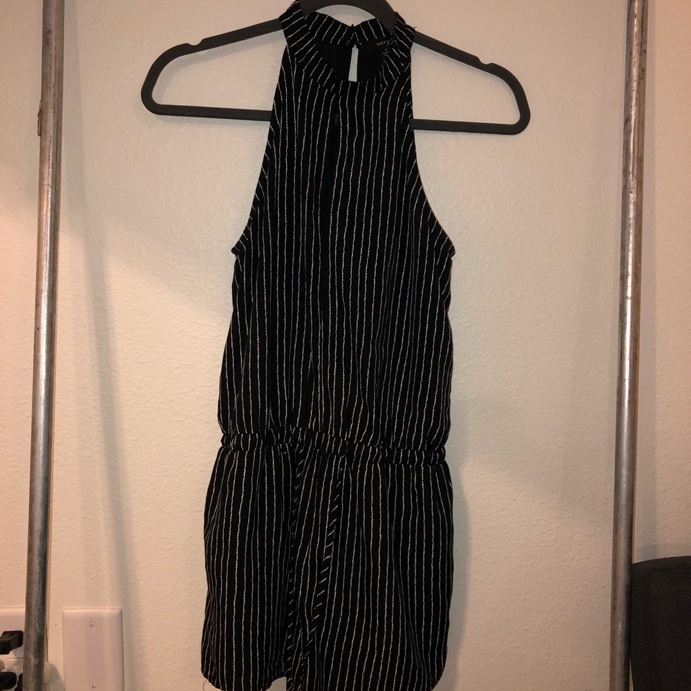 black and white striped romper
